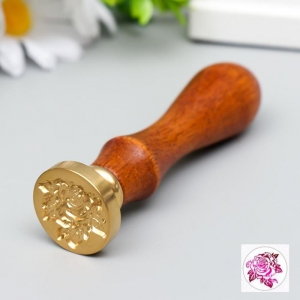Печать для сургуча с деревянной ручкой "Королевская роза" 9х2,5х2,5 см